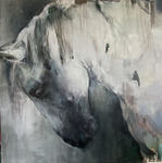 Marilyn Borglum - Horse in Azurite and Slate - acrylic - 40 x 40