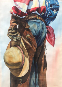 Nelson Boren - Flag Shirt - watercolor - 56 x 43