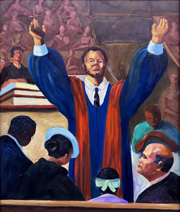Stan Flagg - The Sermon - oil on canvas - 20 x 16