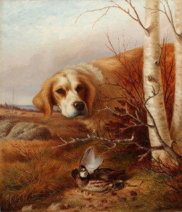 Henry Dutton Morse - Setter and Quail - oil on canvas - 28 x 24