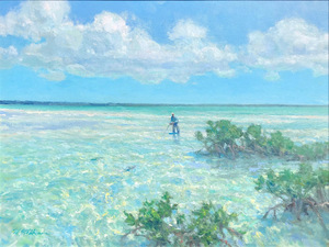Mike Stidham - Bonefish in the Mangrove - oil on panel - 18 x 24