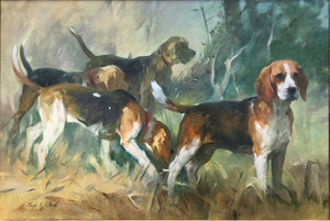 Joseph Sulkowski - Beagles on the Scent - oil on canvas - 20 x 30