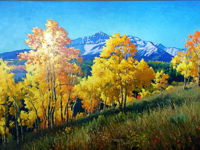 Douglas Aagard-wilson mesa-art-colorado-aspens-aspen tree-oil painting-painting-gallery-nature-mountain-nature scenes-meadow-beaver creek-arts festival