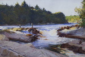 Ogden Pleissner - Angling On a River, watercolor, 14.5 x 21.5