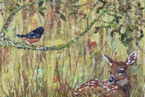 The Towhee and The Fawn, 30 x 36