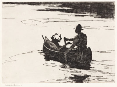 Frank W. Benson - Deer Hunter, etching, 8 x 11