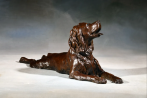 Liz Lewis - Spaniel Sprawl, bronze, 14 x 6x 4