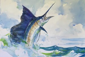 John Swan - Blue Water, watercolor, 18 x 24