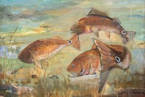 Dirk Walker - Low Country Shrimp Boil Redfish, watercolor, 24 x 30