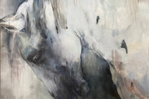 Marilyn Borglum - Horse In Azurite and Slate, acrylic on canvas, 40 x 40