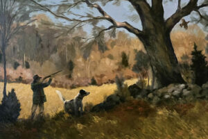 Harley Bartlett - Hunting Grouse In Old New England, Oil on Canvas, 12 x 16 inches