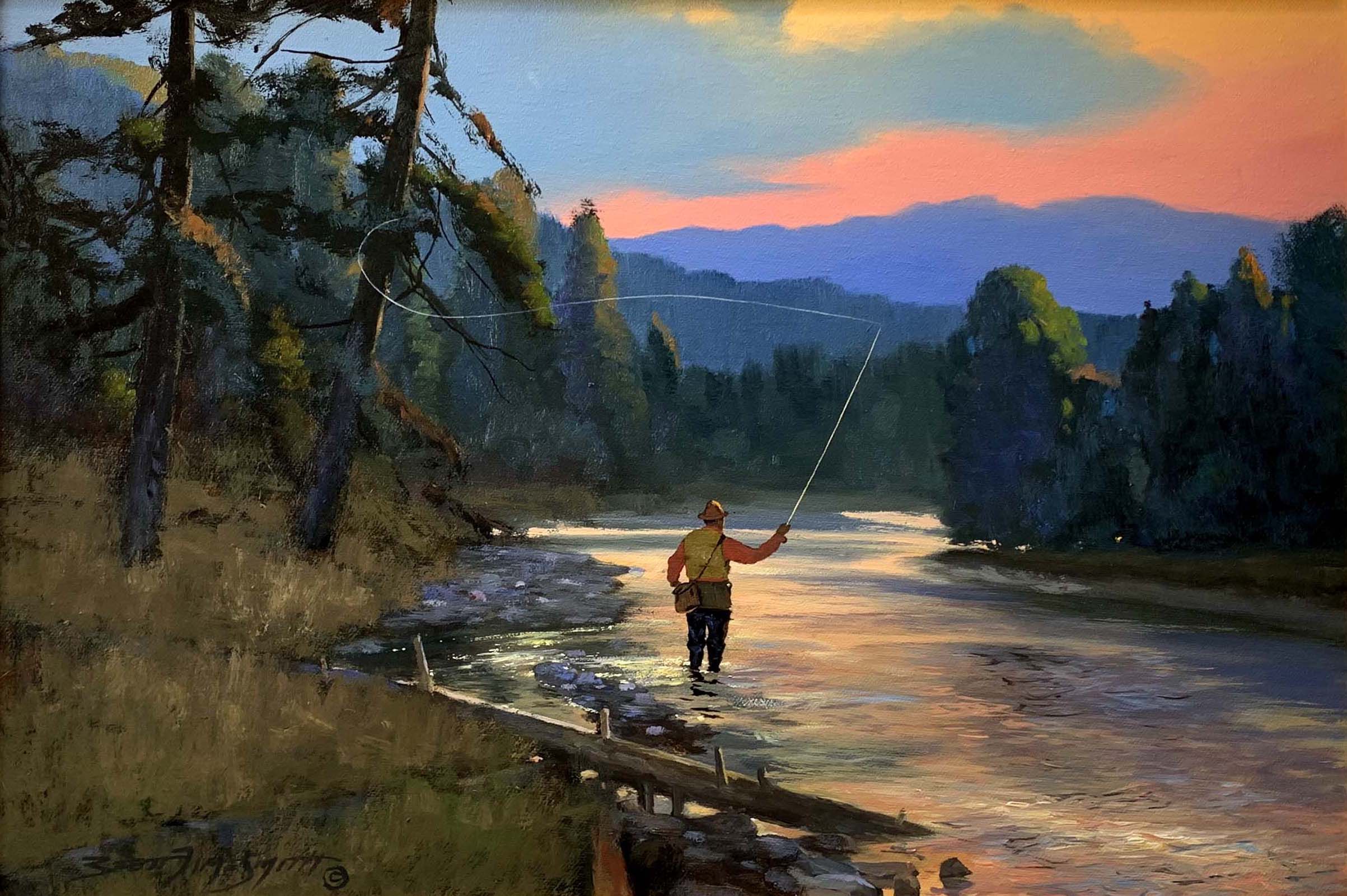 Brett Smith - On The River At Dusk, Oil on Canvas, 14 x 20 inches