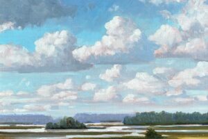 Grant Hacking - Floating Clouds, oil on linen, 19 x 18