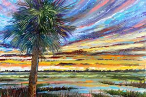 Pat Matthews - Palmetto Skies, oil on canvas, 18 x 24