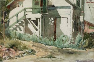 Hattie Saussy (1890-1978)- Carriage House, watercolor, 1951, 12 x 16