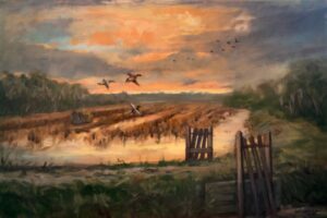 Peggy Watkins - Flooded Fields, oil on linen, 20 x 30