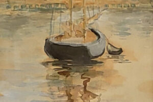 Lila Marguerite Cabaniss - Sailboat, Watercolor, 13.75 x 5.75 inches